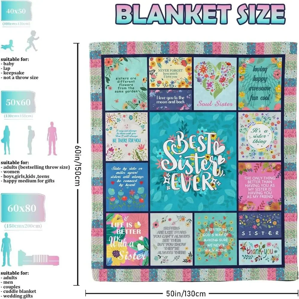Best Sister Ever 50x60 Flannel Throw Blanket